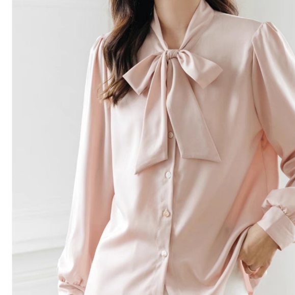 Brand New Silky Tie Neck Blouse - Picture 2 of 3